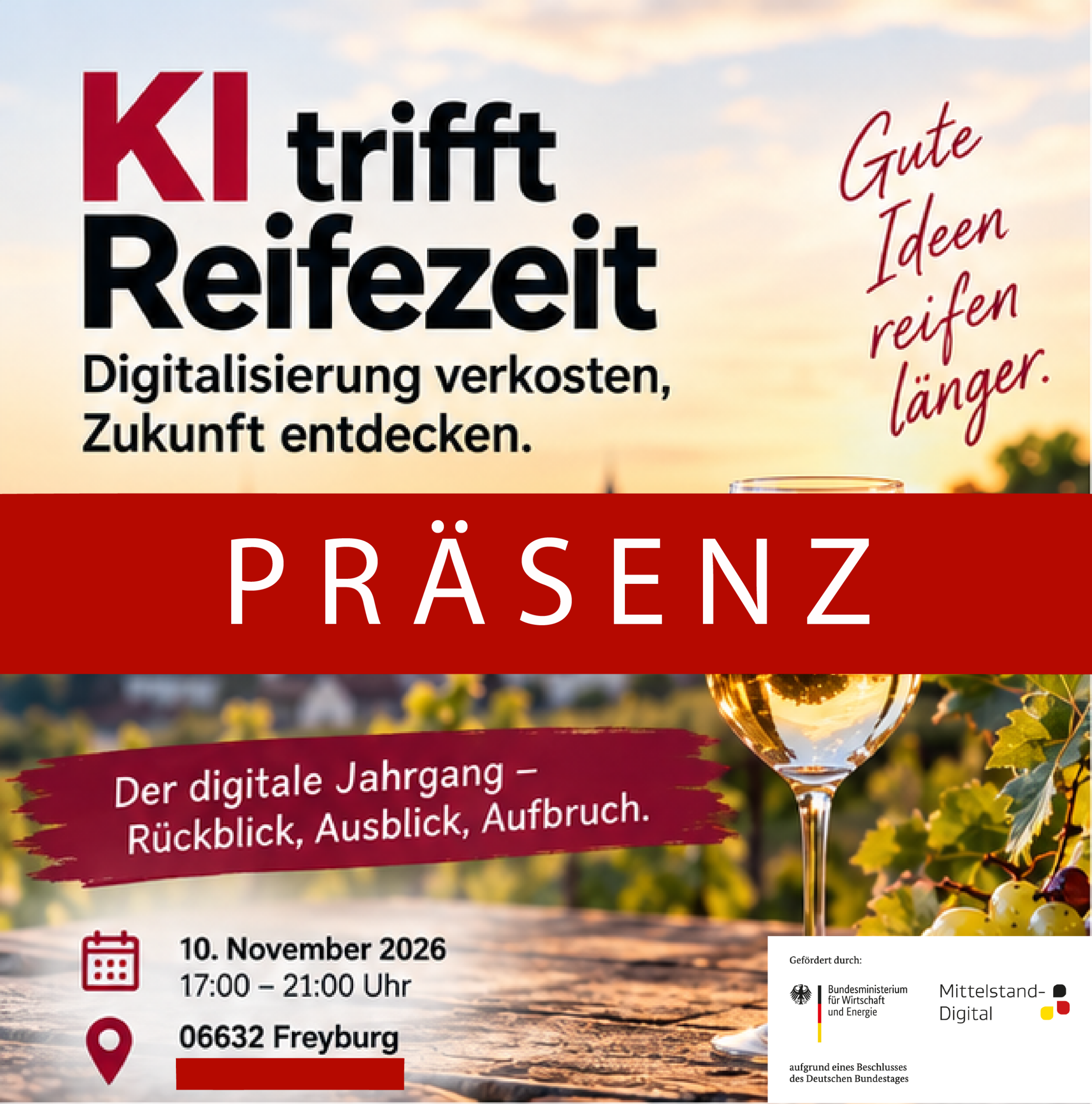 Präsenzveranstaltung: "KI trifft Reifezeit - Digitalisierung verkosten. Zukunft entdecken"