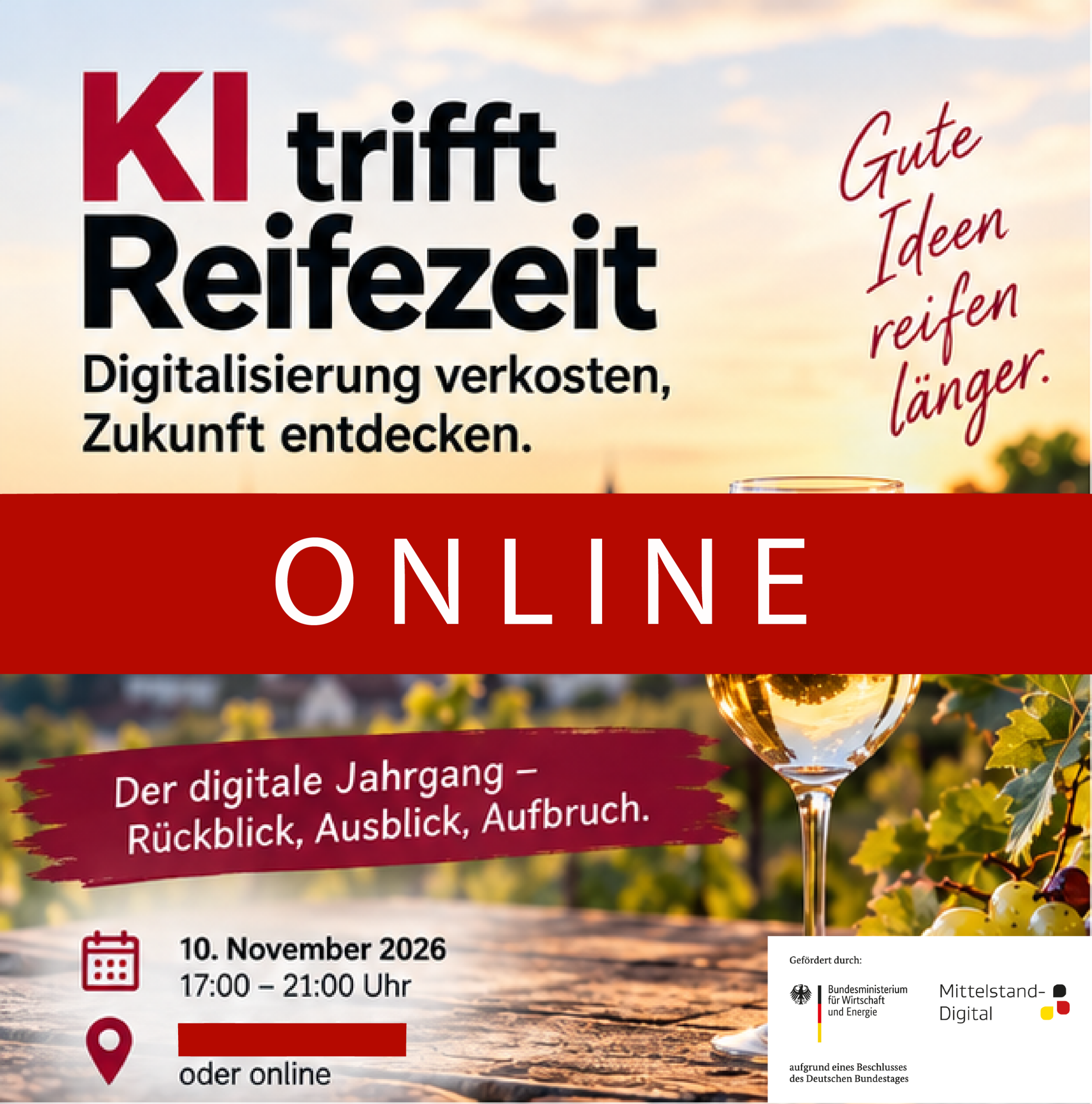 Onlineveranstaltung: "KI trifft Reifezeit - Digitalisierung verkosten. Zukunft entdecken"